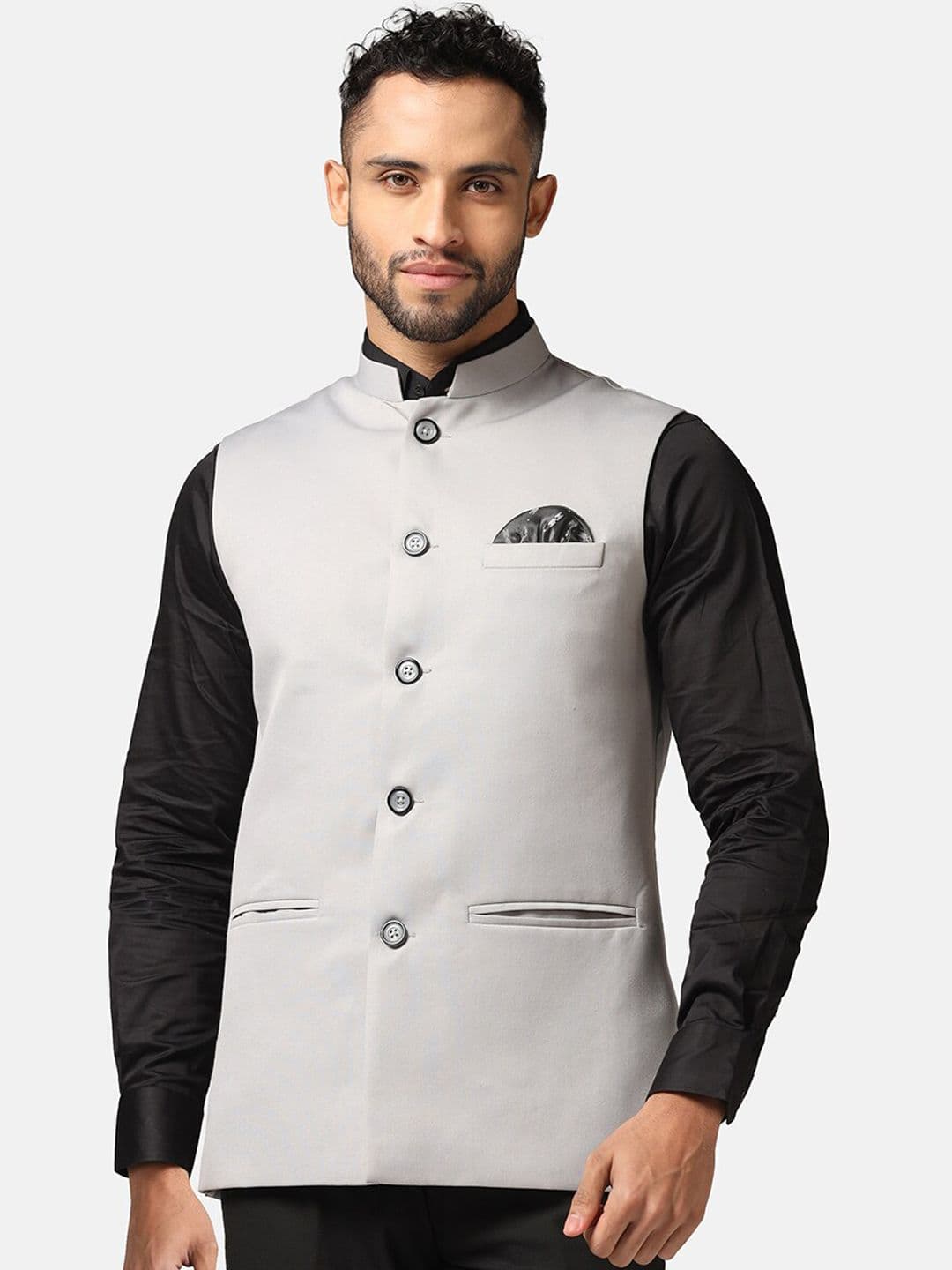 TAHVO Mandarin Collar Nehru Jacket - view 1