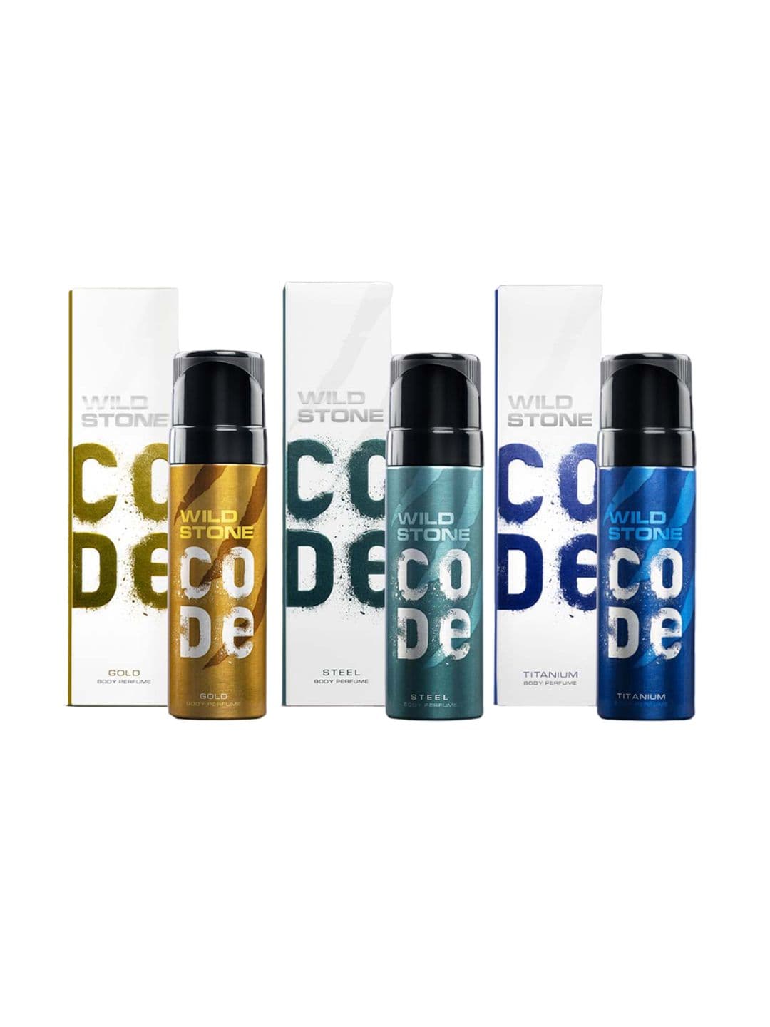 Wild stone code Men Set of 3 Code Long Lasting Body Deodorant 150ml each - Gold+Titanium+Steel - view 1