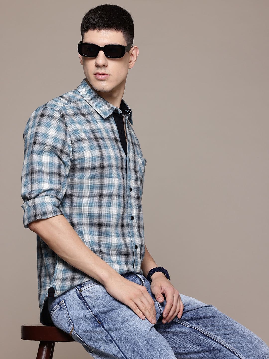 The Roadster Lifestyle Co. Checked Pure Cotton Casual Shirt - view 1