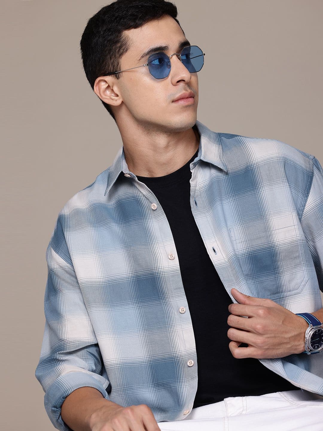 Roadster Tartan Checks Opaque Casual Shirt - view 1