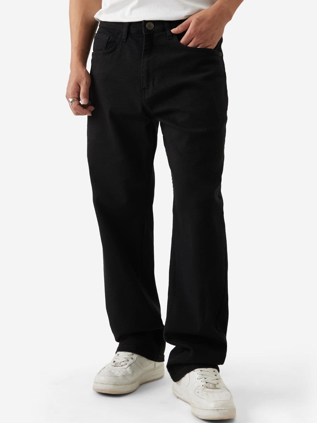 The Souled Store Men Straight Fit Solid Black Stretchable Jeans - view 1