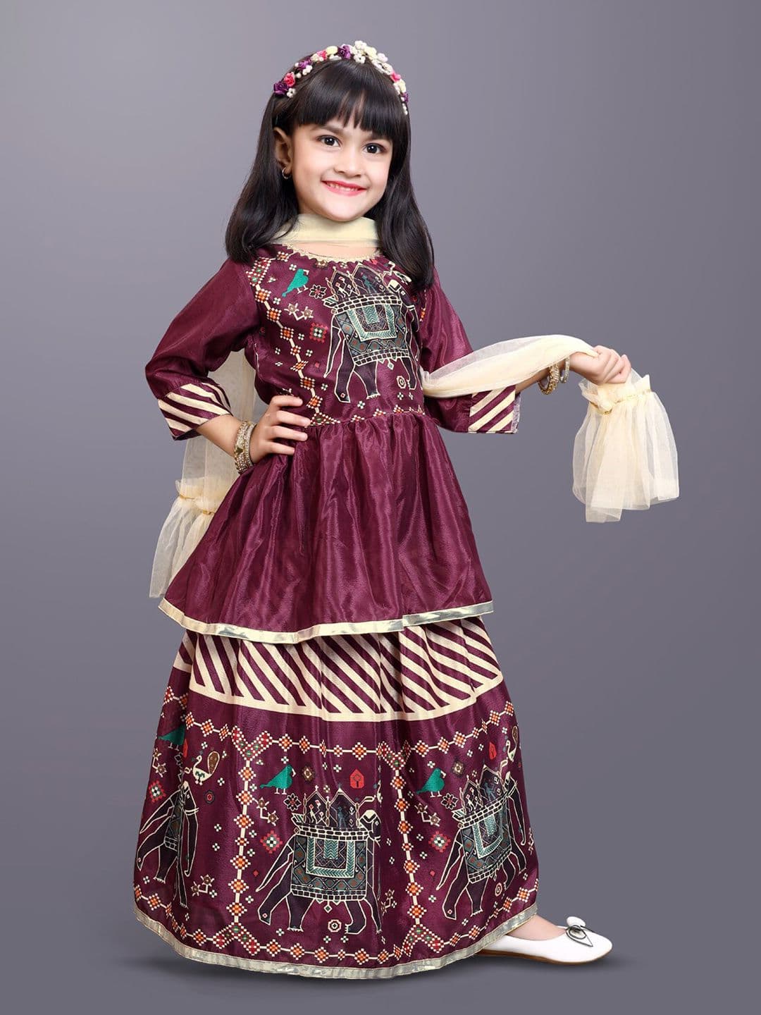 BAESD Girls Printed Ready To Wear Lehenga & Blouse With Dupatta - view 1