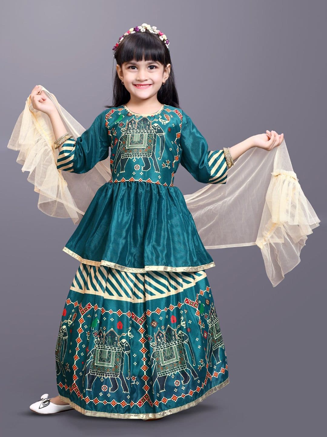 BAESD Girls Printed Ready To Wear Lehenga & Blouse With Dupatta - view 1