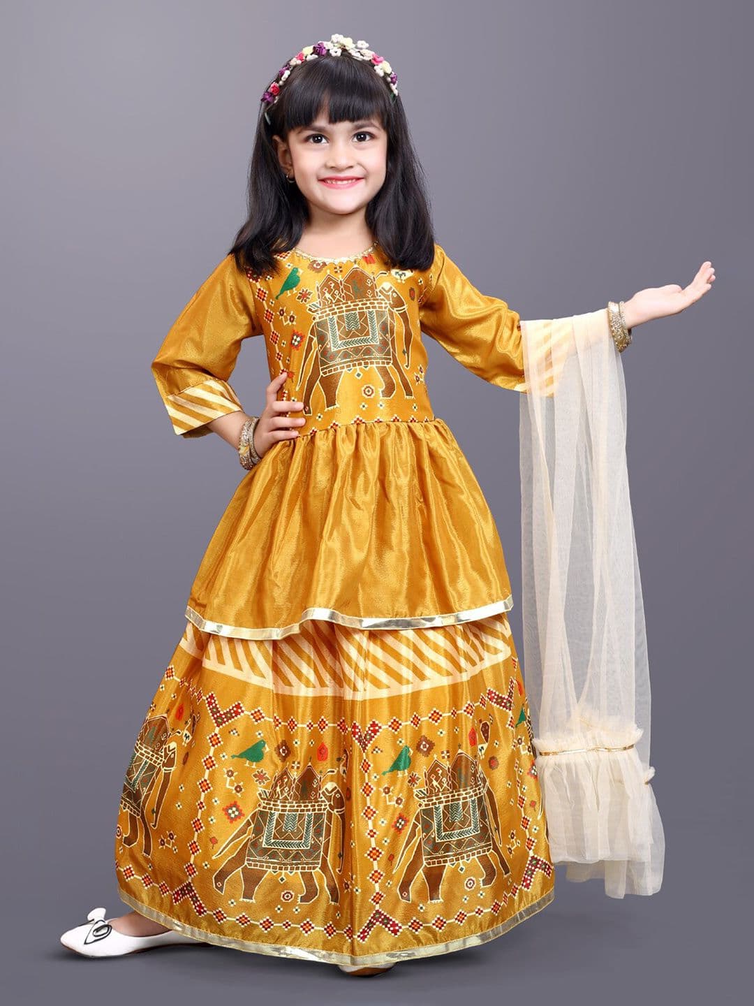 BAESD Girls Printed Gotta Patti Ready to Wear Lehenga & Blouse With Dupatta - view 1