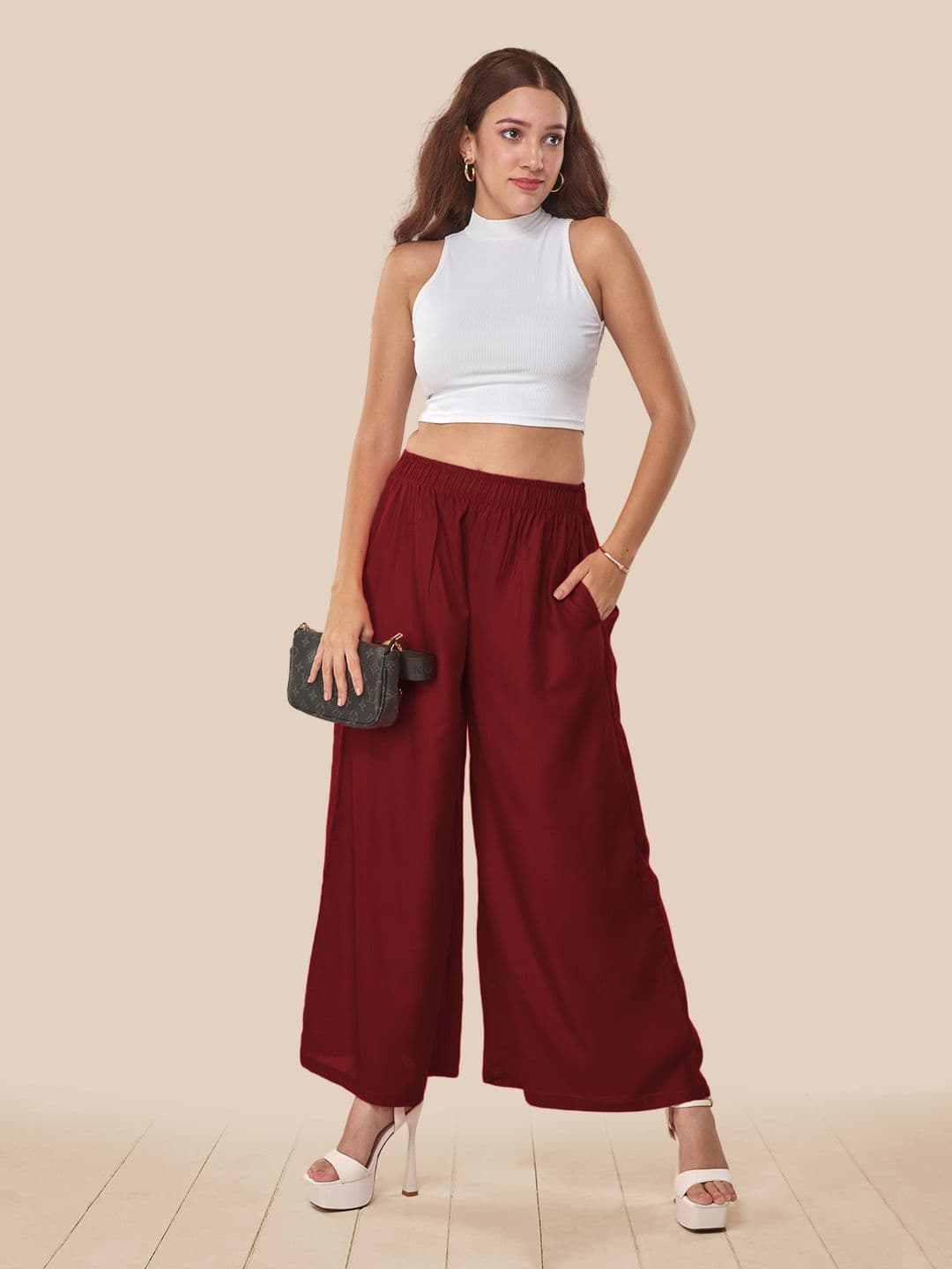 LYRA Wide Leg Fit Cotton Palazzos - view 1