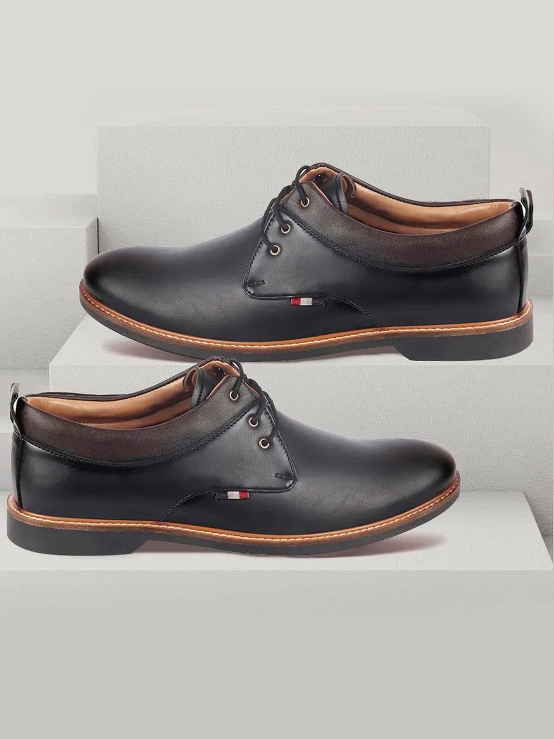 FAUSTO Men Textured Round Toe Lace-Up Formal Derbys - view 1