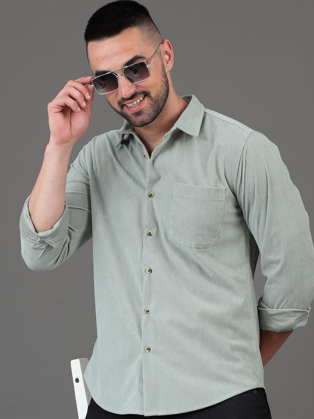 HERE&NOW Grey Slim Fit Textured Opaque Casual Shirt - view 1