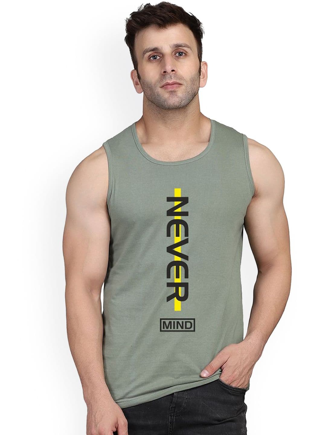SLOWLORIS Printed Sleeveless Innerwear Vests SL26 NEVER LGTGREEN - view 1