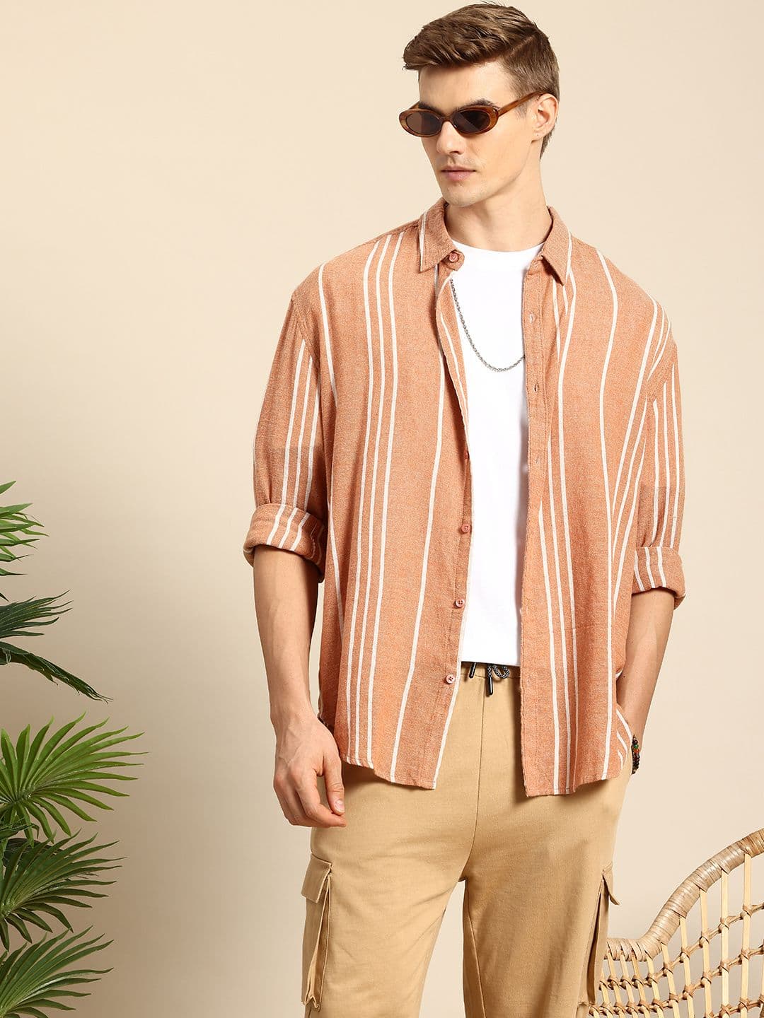 Mast & Harbour Men Striped Oversized Cotton Casual Shirt - view 1