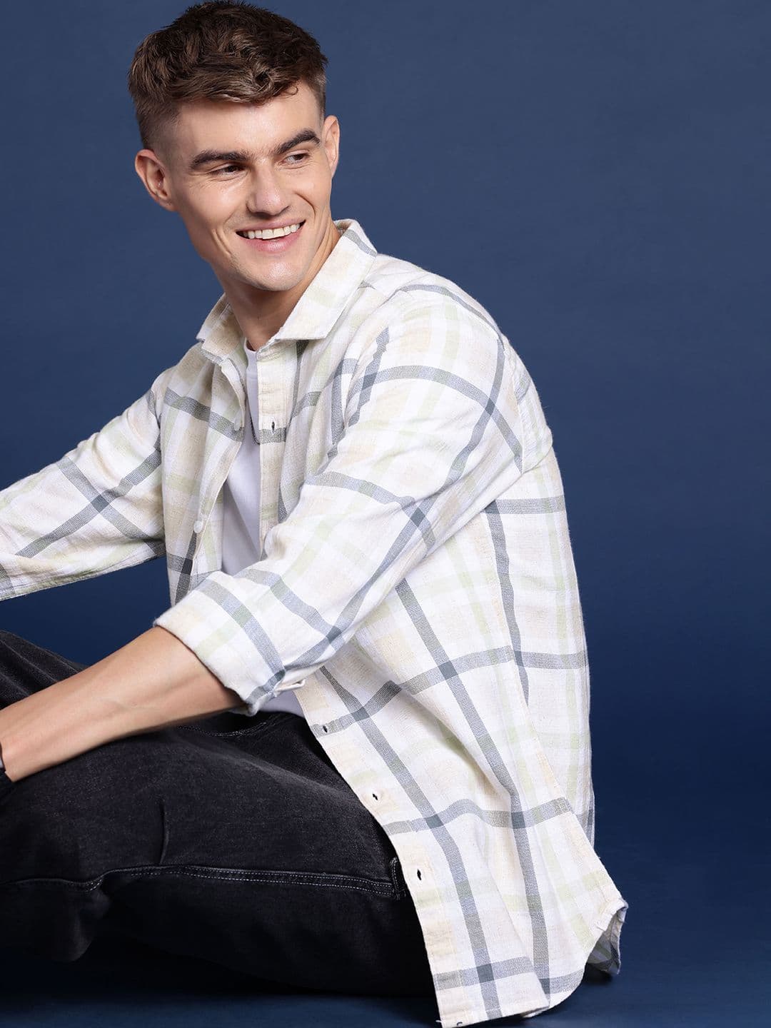 Mast & Harbour Men Checked Cotton Linen Casual Shirt - view 1