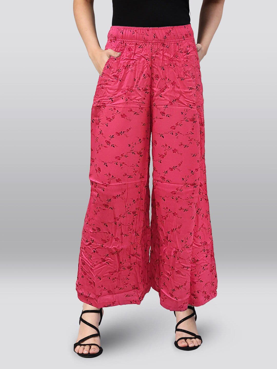 LYRA Floral Printed Cotton Ethnic Wide Leg Palazzos - view 1