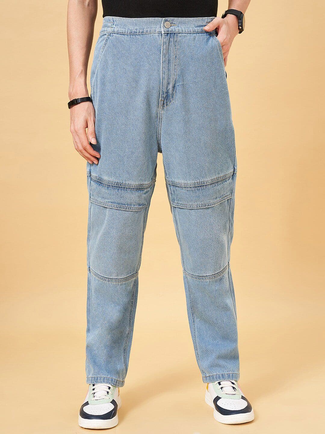 People Men Mid-Rise Acid Wash Light Fade Cotton Jeans - view 1