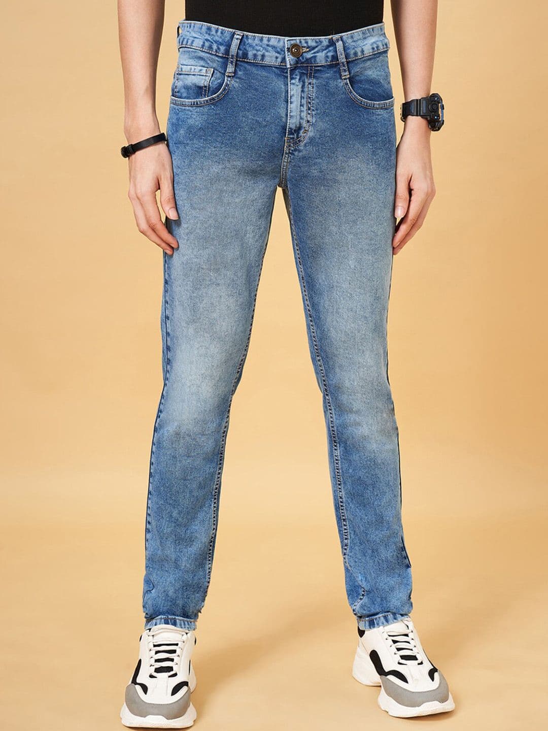 SF JEANS by Pantaloons Men Skinny Fit Clean Look Light Fade Stretchable Jeans - view 1