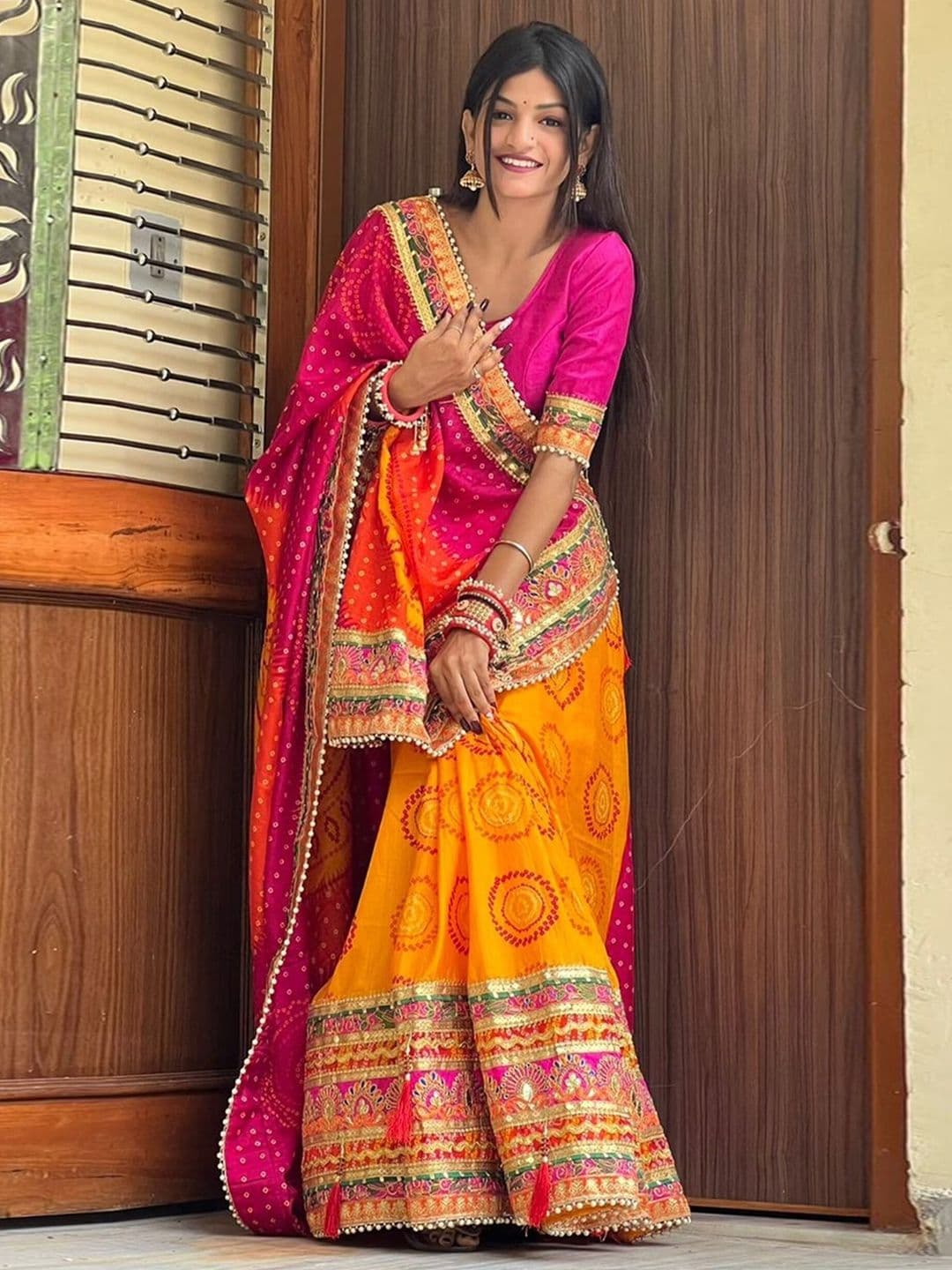 Mitera Bandhani Printed Gotta Patti Bandhani Saree - view 1