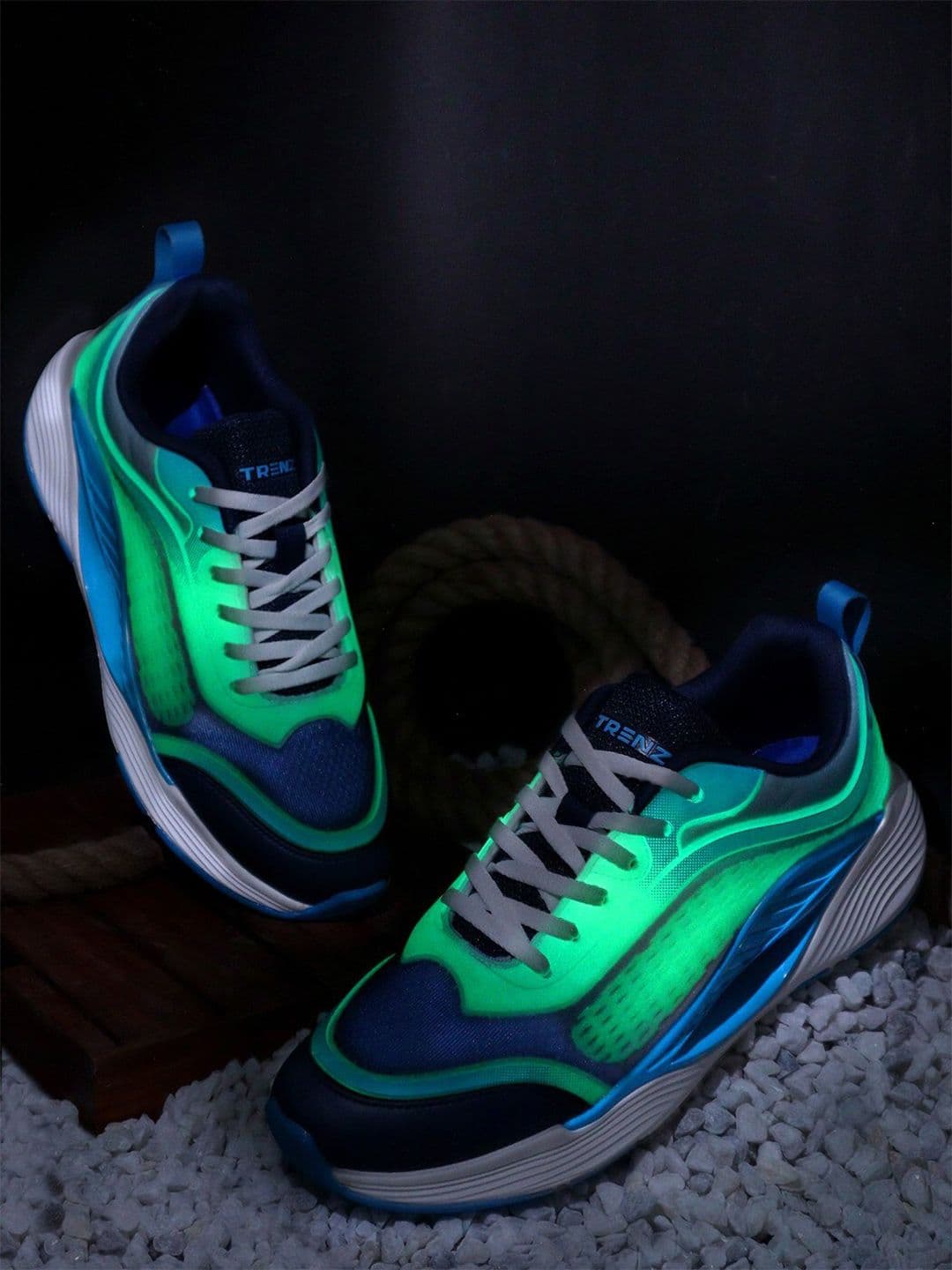Trenz Men Textured Lace-Up Glow in the Dark Running Shoes - view 1