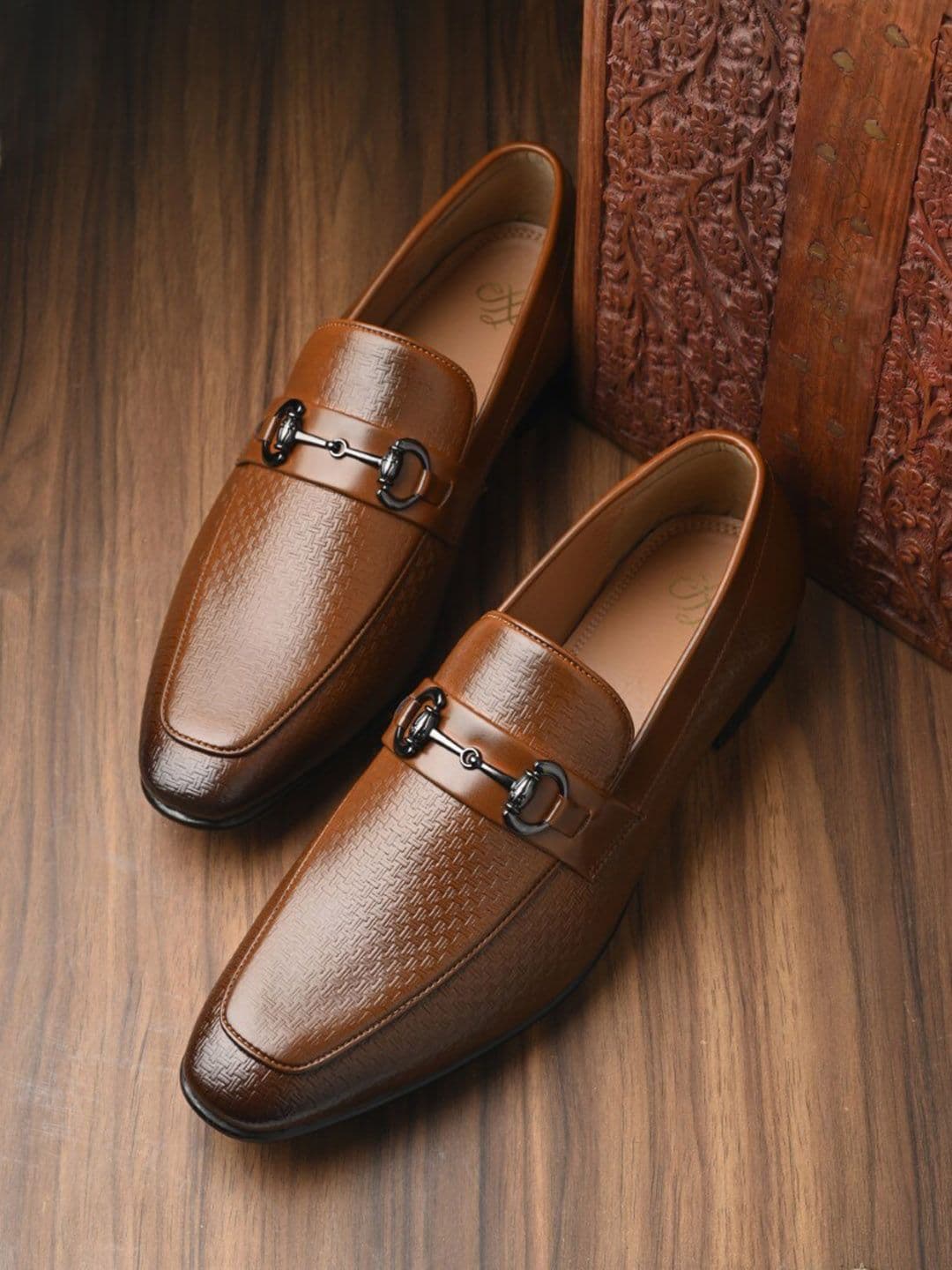 House of Pataudi Men Textured Formal Slip On Loafers - view 1