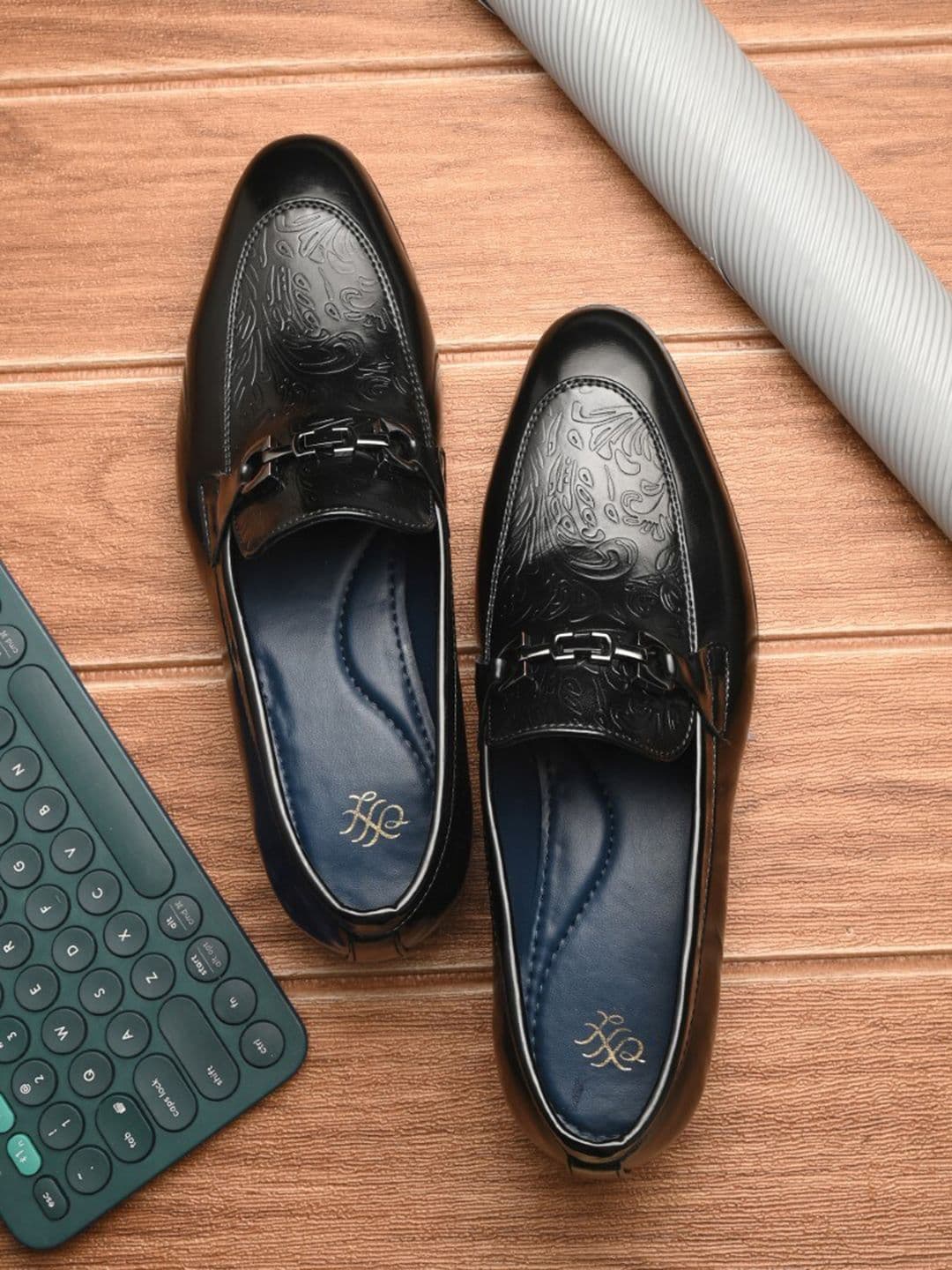 House of Pataudi Men Textured Formal Slip On Loafers - view 1