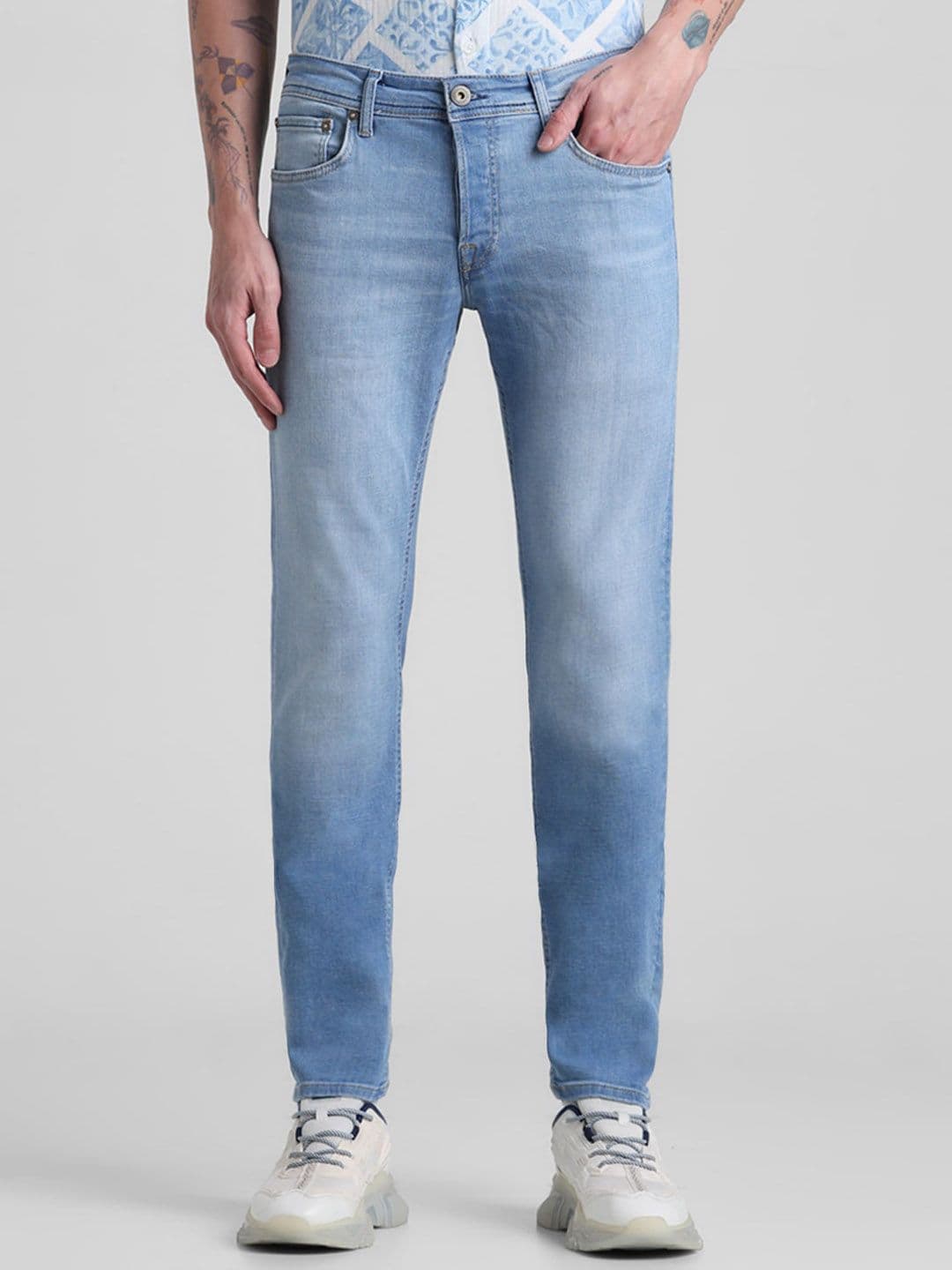 Jack & Jones Men Slim Fit Low-Rise Heavy Fade Stretchable Jeans - view 1