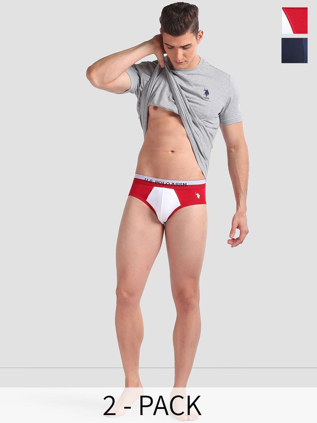 U.S. Polo Assn. Pack Of 2 Brand Logo Printed Briefs- OEB02-RN0-P2 - view 1