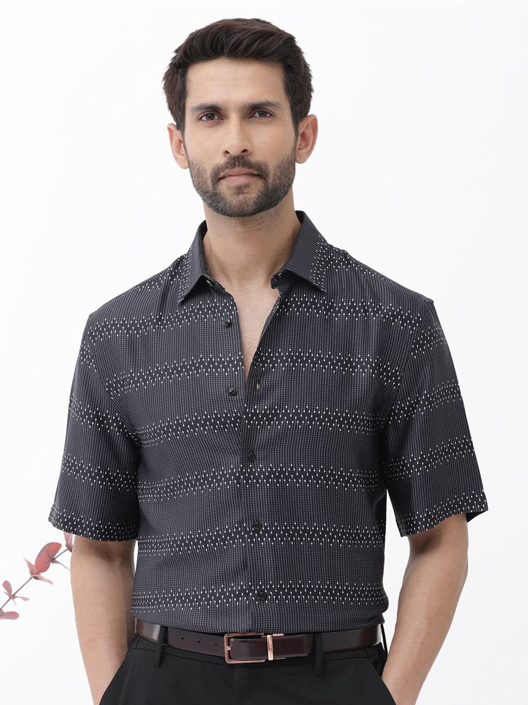 RARE RABBIT Mens Black Boxy Fit Geometric Print Casual Shirt - view 1