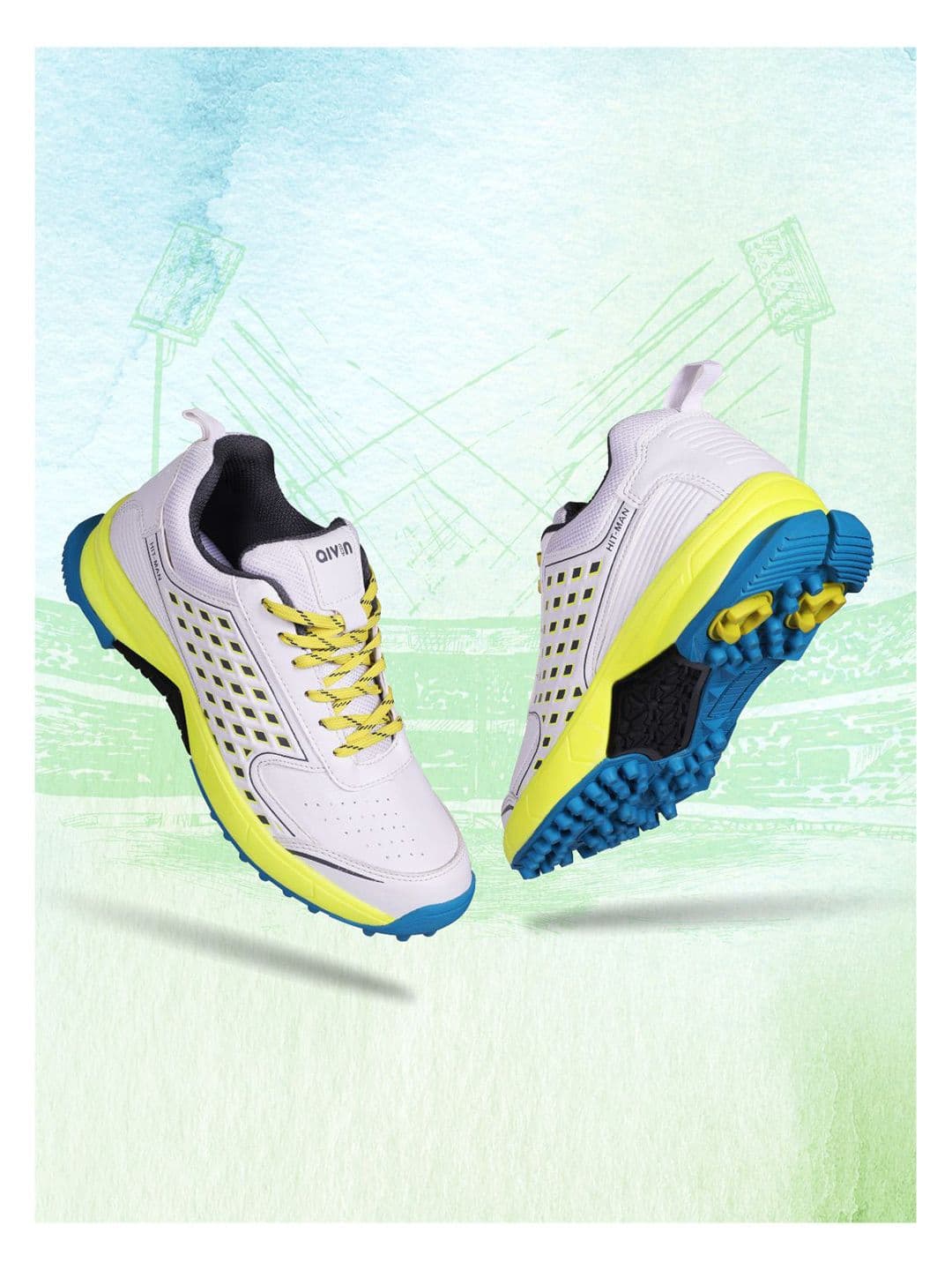 Aivin Men Yellow Hit-Man Cricket Shoes - view 1