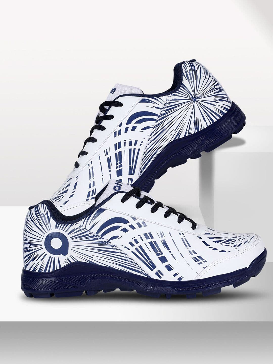 Aivin Men White And Navy Blue County Cricket Shoes - view 1