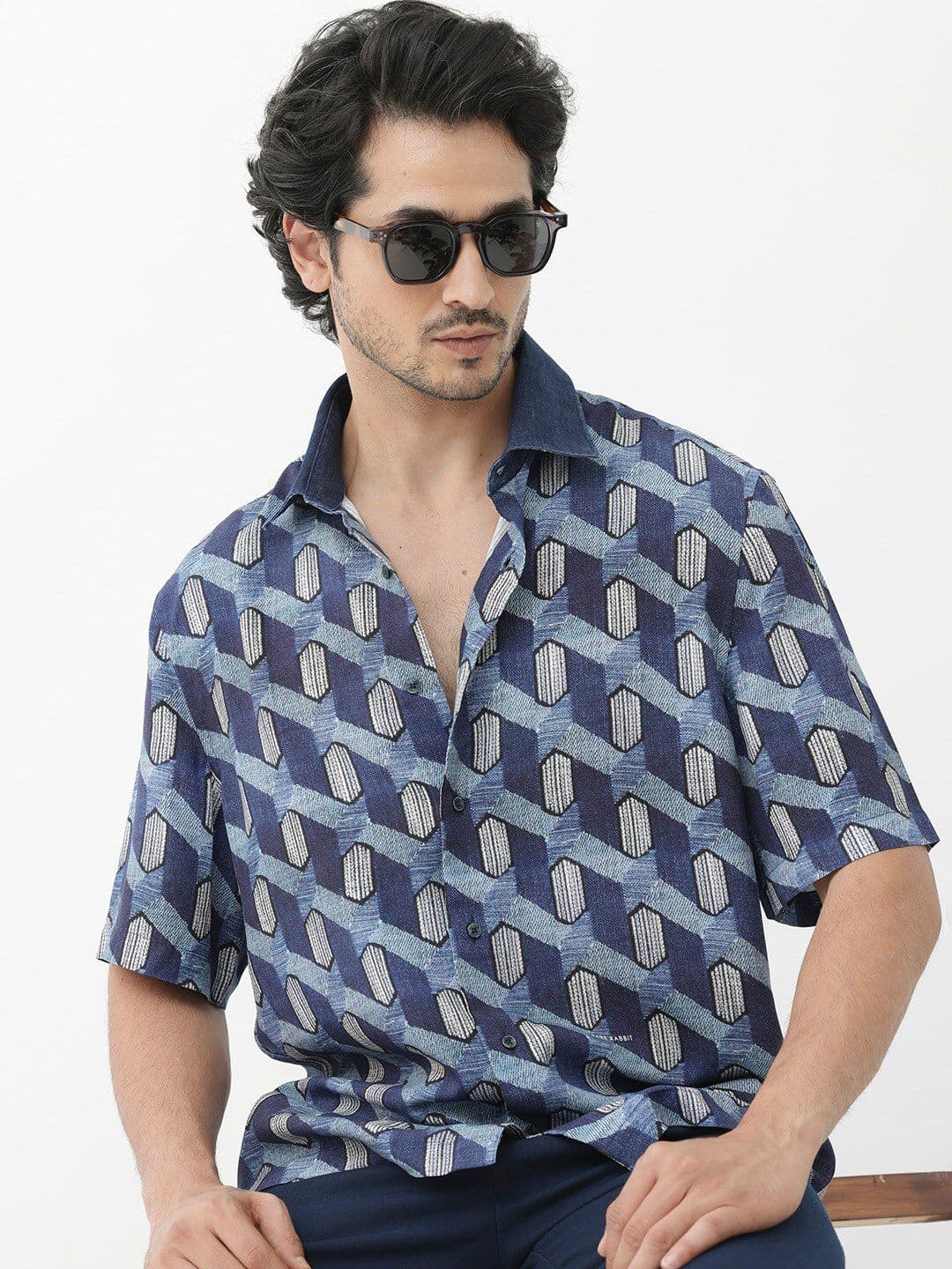 RARE RABBIT Men Scrafi Regular Fit Geometric Printed Shirt - view 1