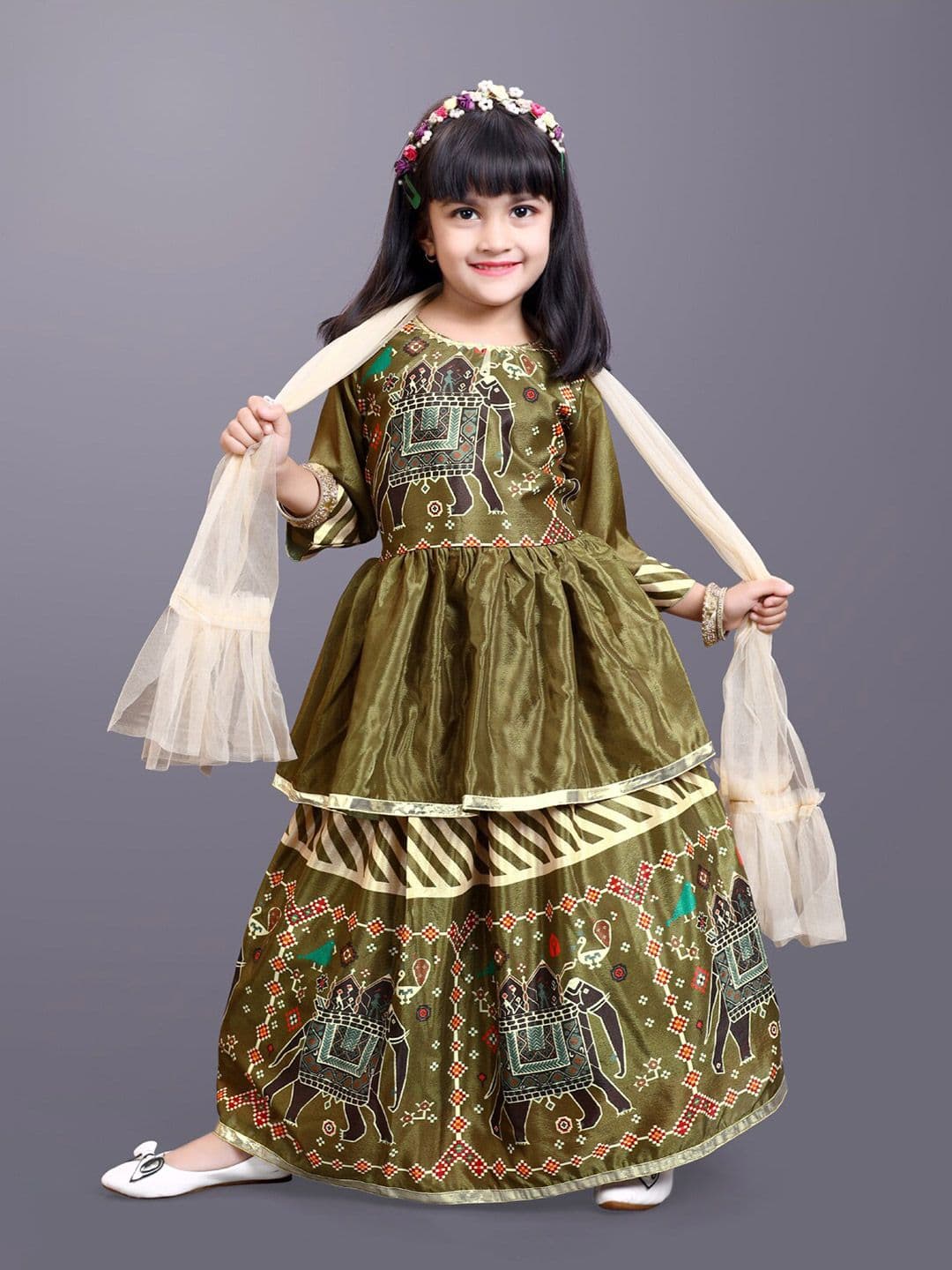 BAESD Girls Printed Ready To Wear Lehenga & Blouse With Dupatta - view 1