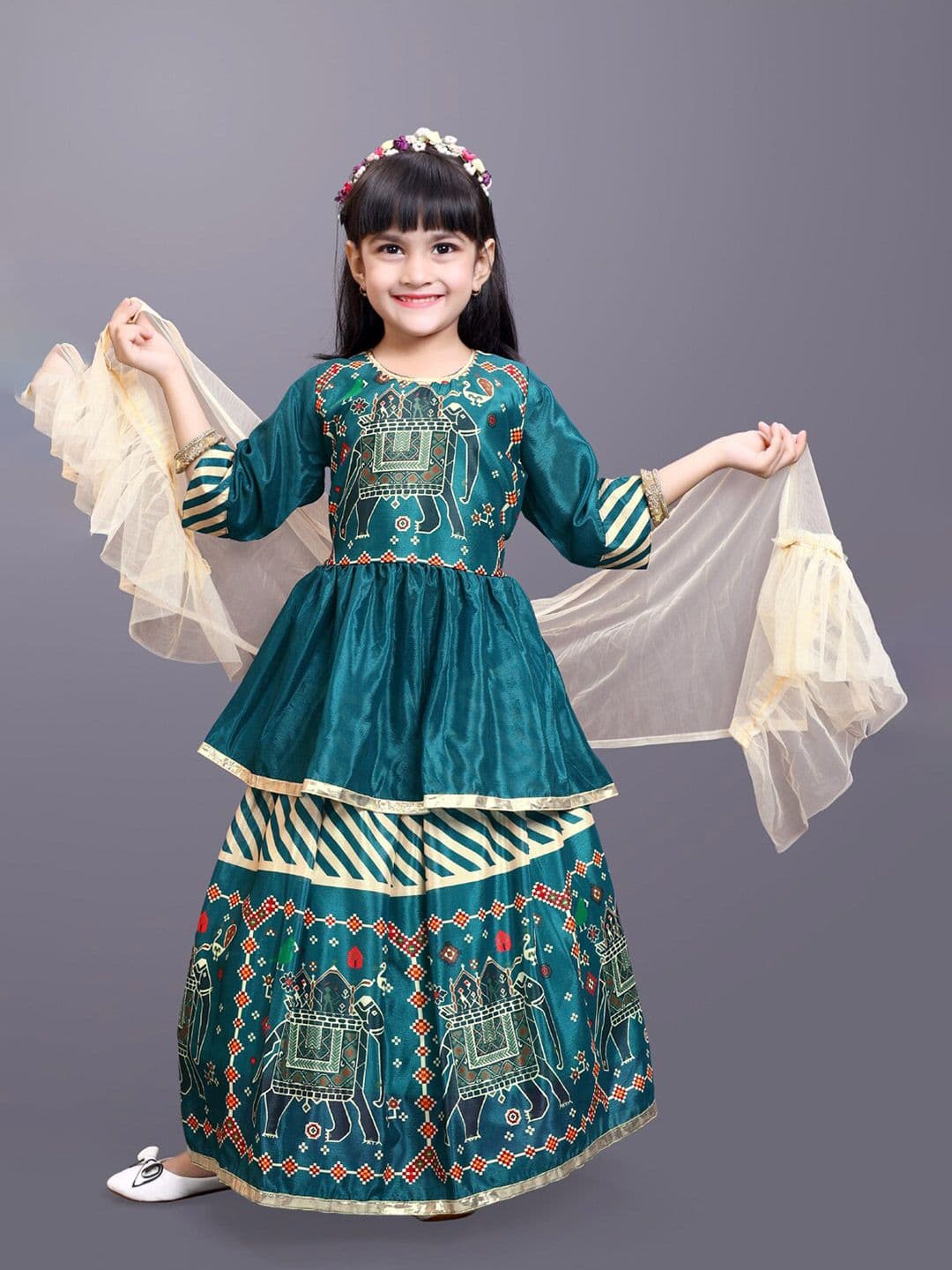 BAESD Girls Printed Ready to Wear Lehenga & Blouse With Dupatta - view 1