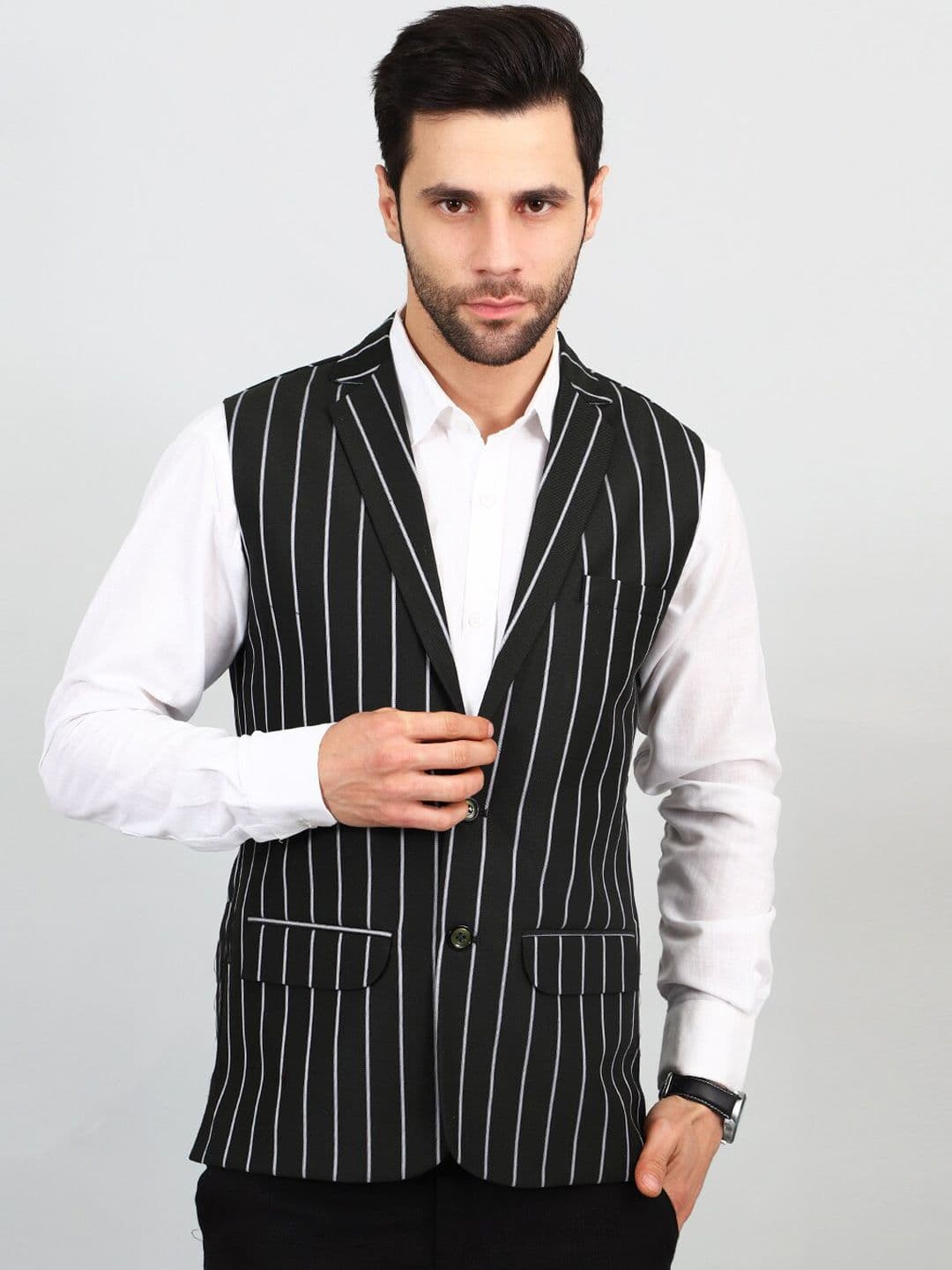 Wintage Striped Modi Nehru Jacket - view 1
