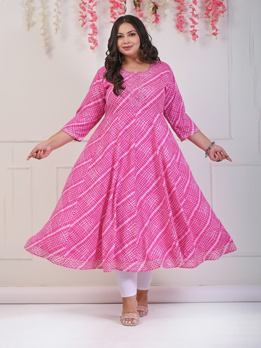 KALINI Plus Size Checked Anarkali Kurta - view 1