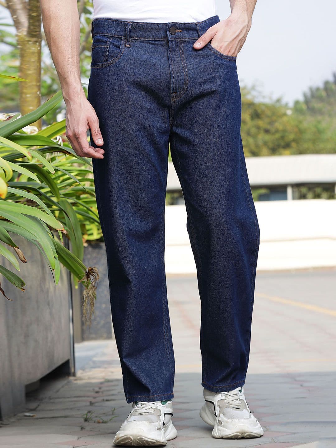 HERE&NOW Blue Men Mid-Rise Loose Relaxed Fit Cotton Jeans - view 1