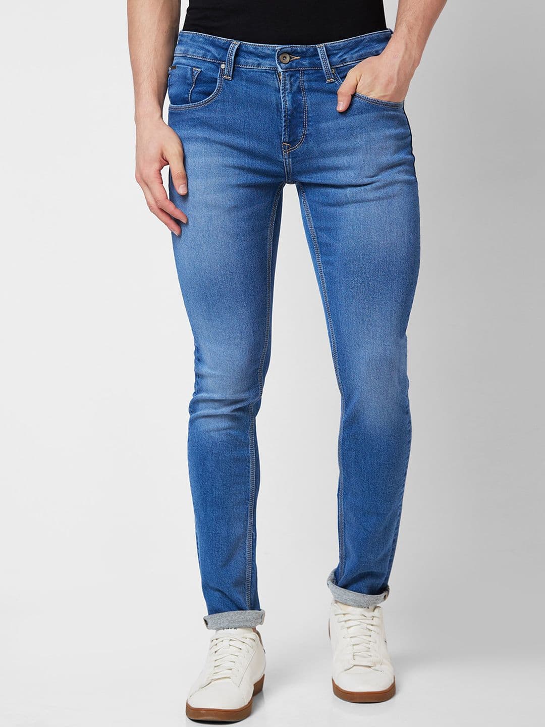 SPYKAR Men Skinny Fit Low-Rise Heavy Fade Cotton Stretchable Jeans - view 1