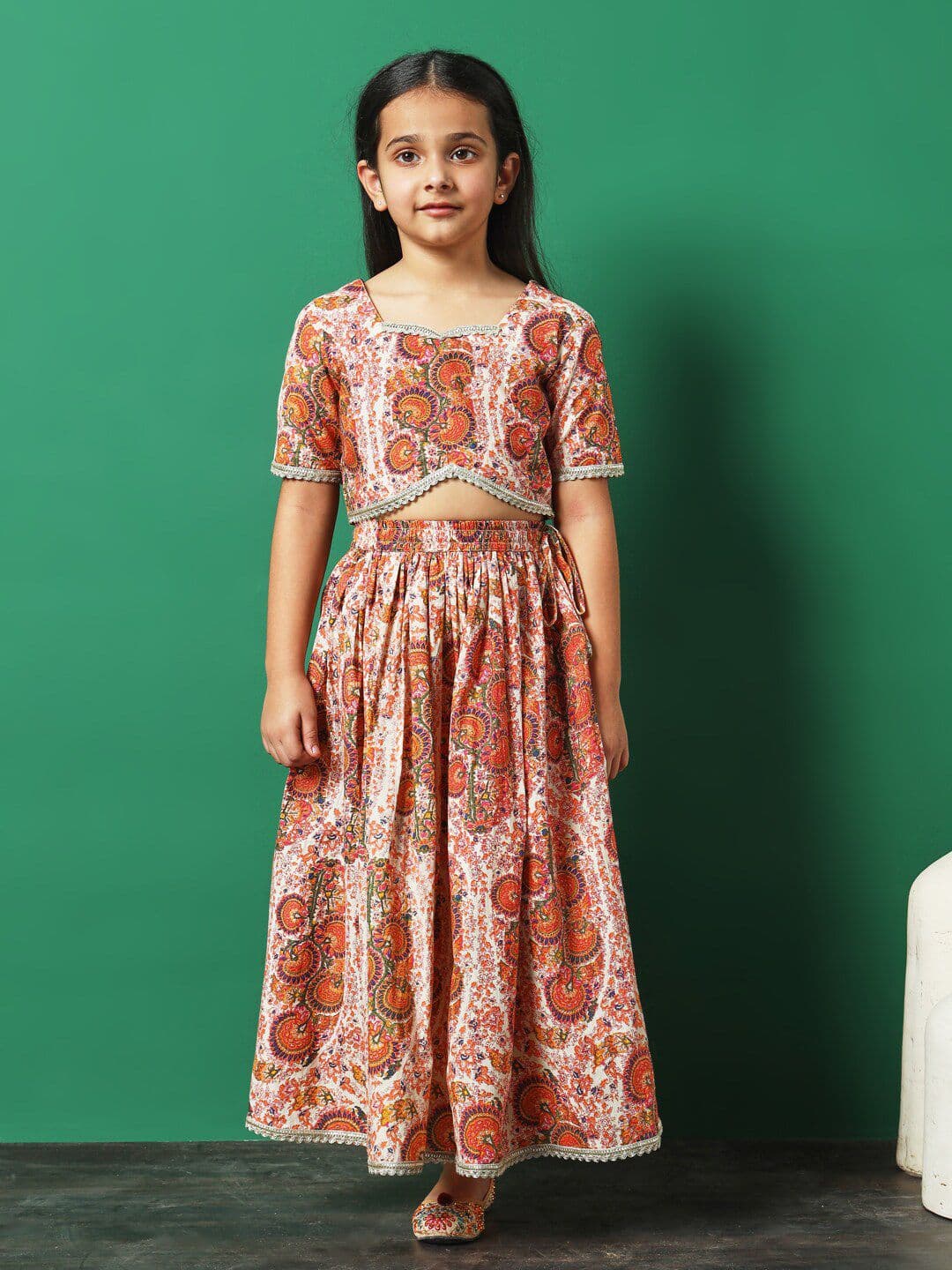 Readiprint Girls Printed Gotta Patti Detailed Cotton Ready to Wear Lehenga Choli - view 1