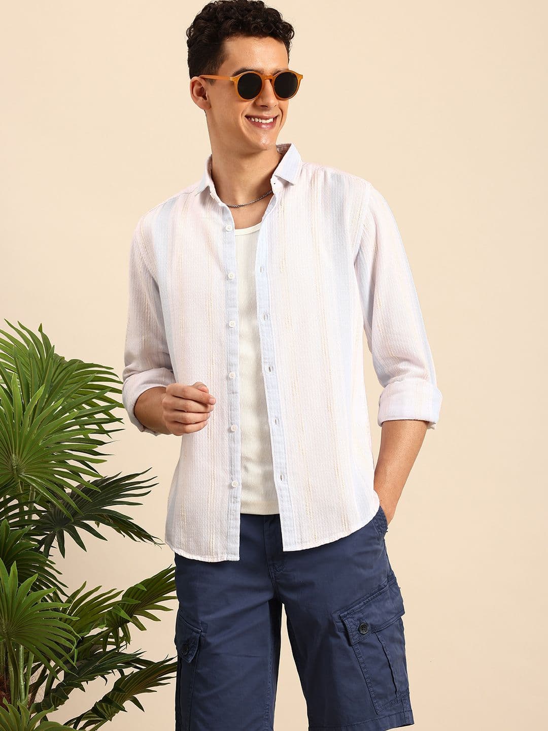Mast & Harbour Men Striped Cotton Casual Shirt - view 1