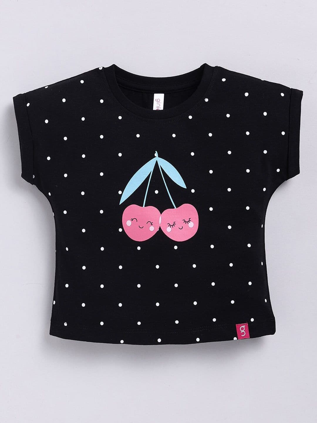 Ginie Girls Polka Dot Printed Extended Sleeves Top - view 1