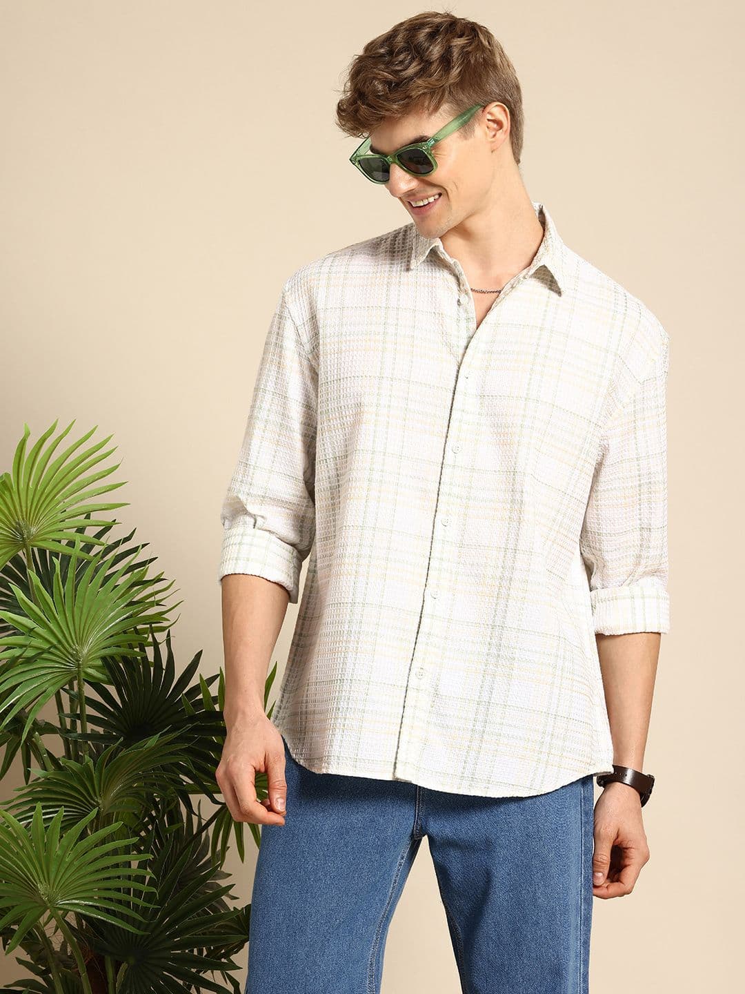 Mast & Harbour Men Checked Relaxed Fit Cotton Casual Shirt - view 1