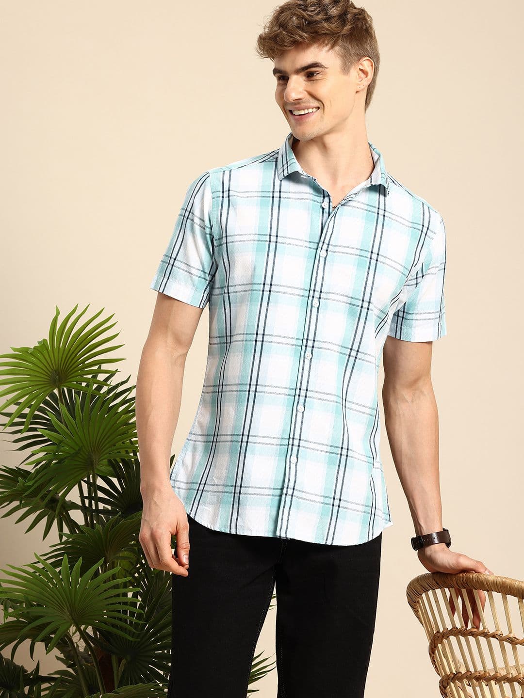 Mast & Harbour Men Standard Checked Cotton Casual Shirt - view 1