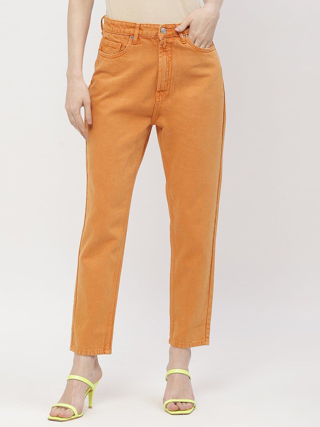 Madame Women Clean Look Mid-Rise Cropped Cotton Mom Fit Jeans - view 1