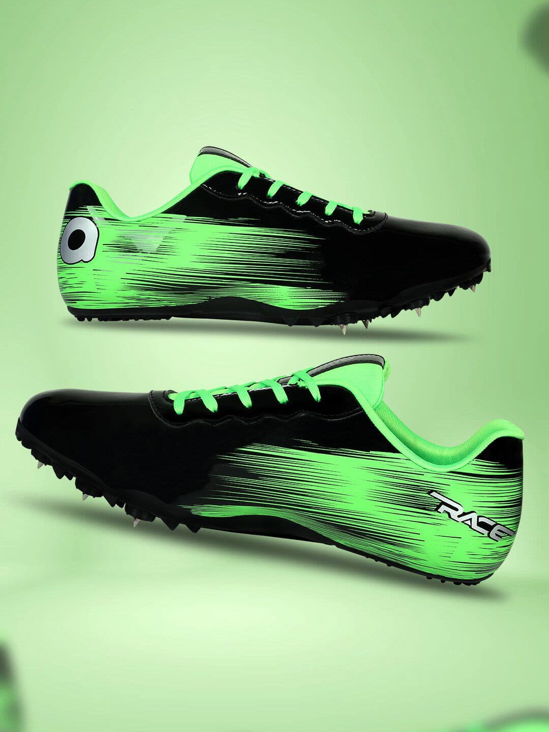 Aivin Men Black And Green Race Running Spikes Shoes - view 1