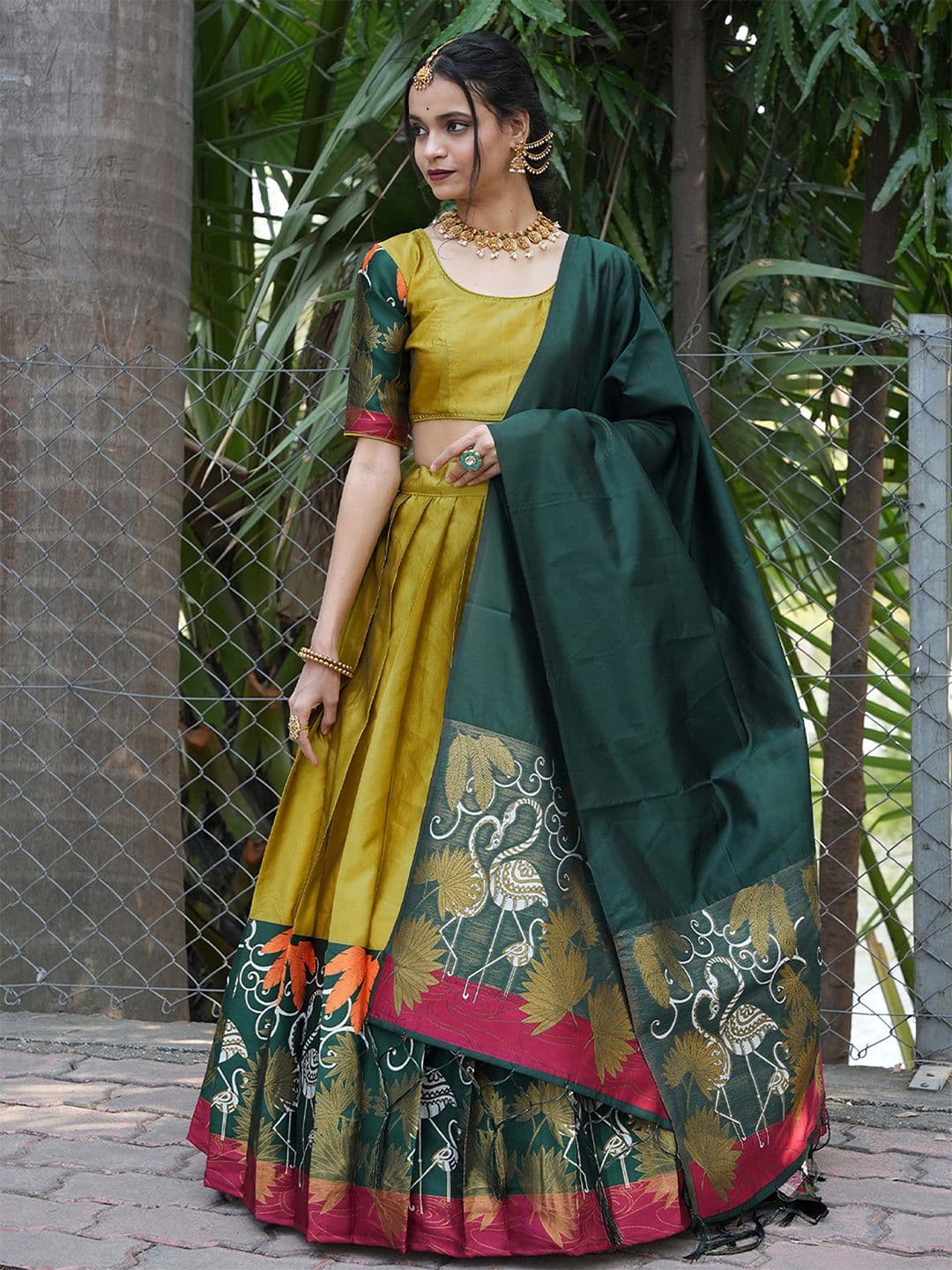 Fabcartz Semi Stitched Lehenga & Unstitched Blouse With Dupatta - view 1