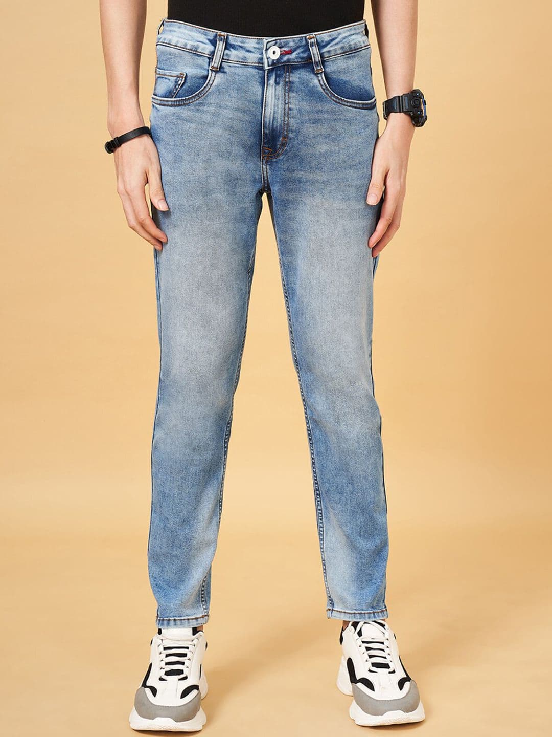 SF JEANS by Pantaloons Men Slim Fit Heavy Fade Clean Look Stretchable Jeans - view 1