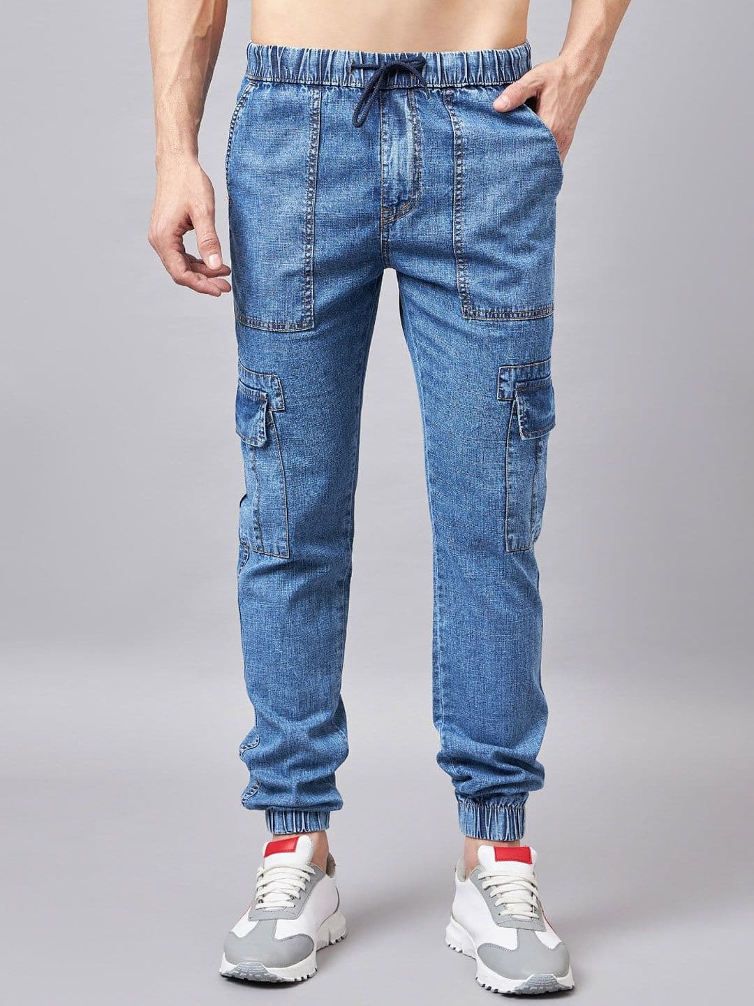 STUDIO NEXX Men Cargo Style Lightweight Pure Cotton Denim Joggers - view 1