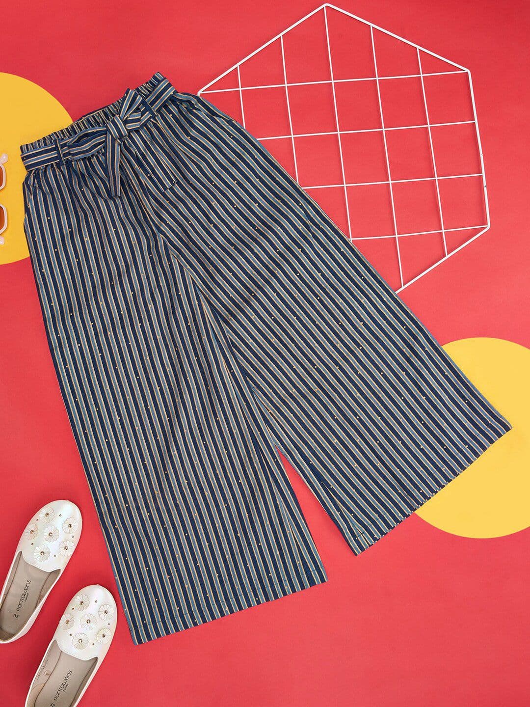 AKKRITI BY PANTALOONS Girls Wide Leg Fit Striped Mid Rise Palazzo - view 1