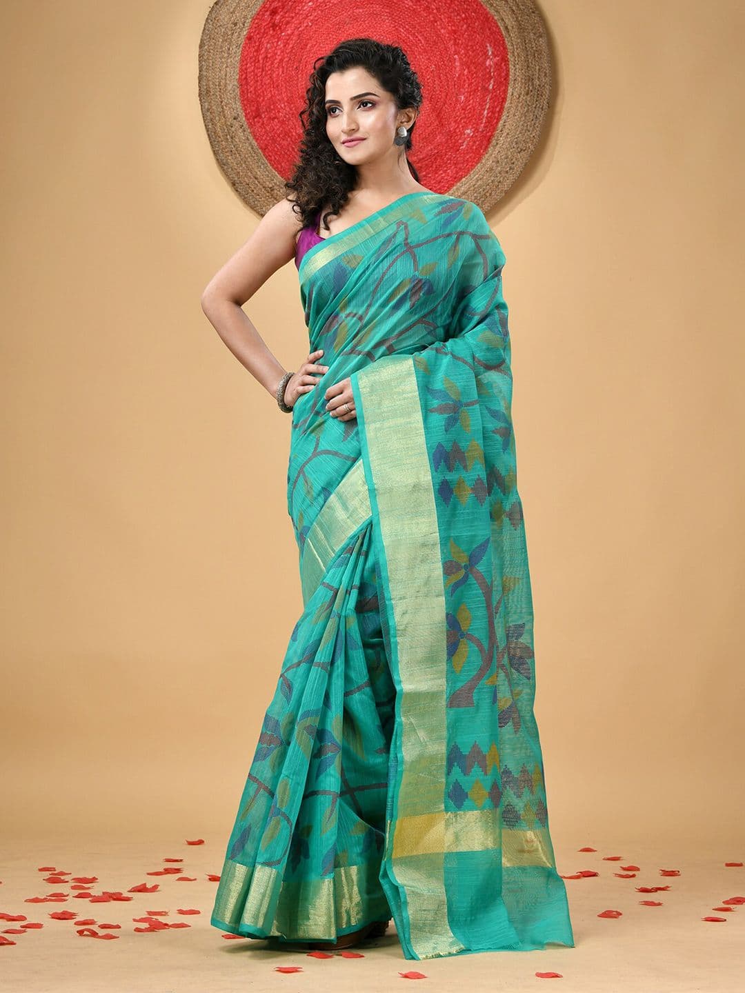 DESH BIDESH Floral Woven Design Zari Saree - view 1