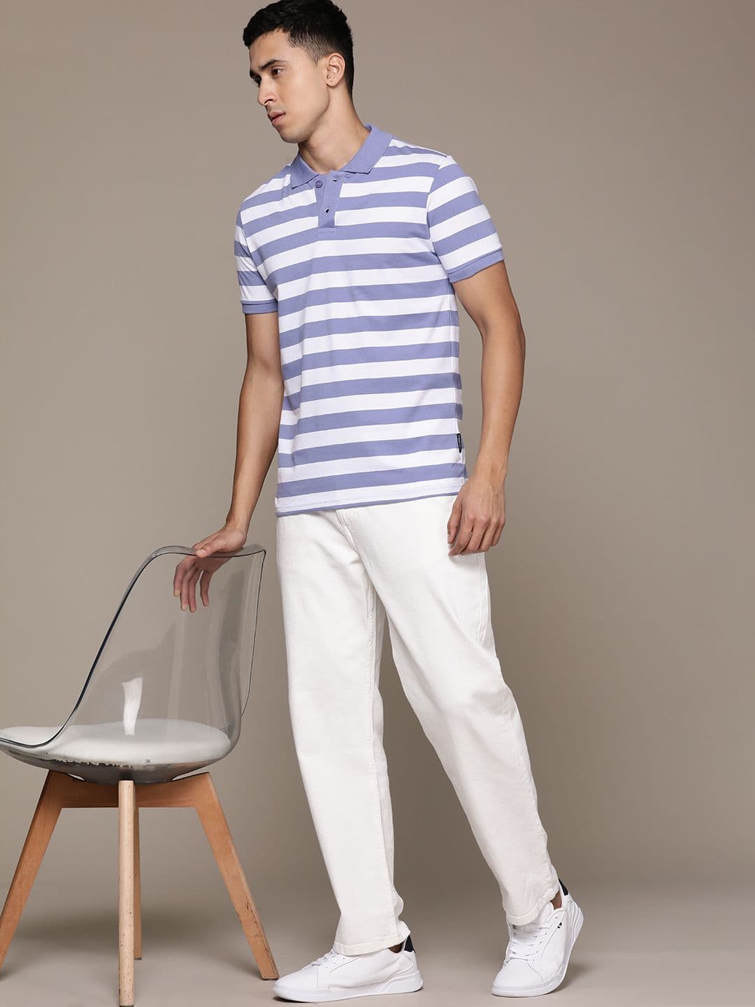The Roadster Lifestyle Co. Striped Polo Collar T-shirt - view 1