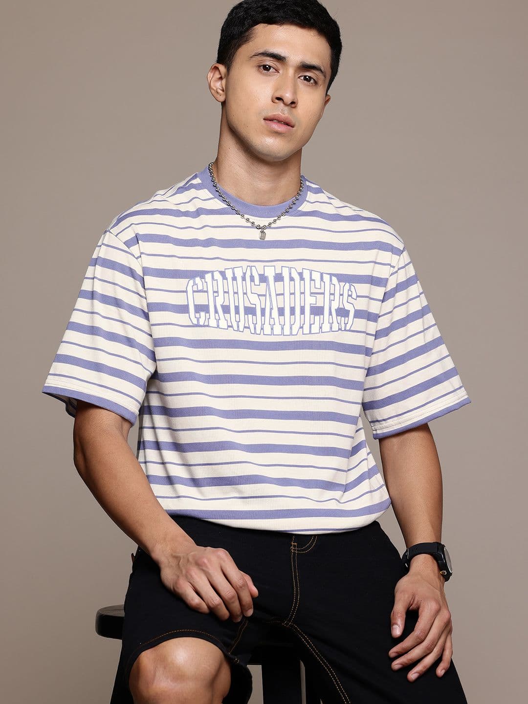 The Roadster Lifestyle Co. Men Striped Relaxed Fit T-shirt - view 1