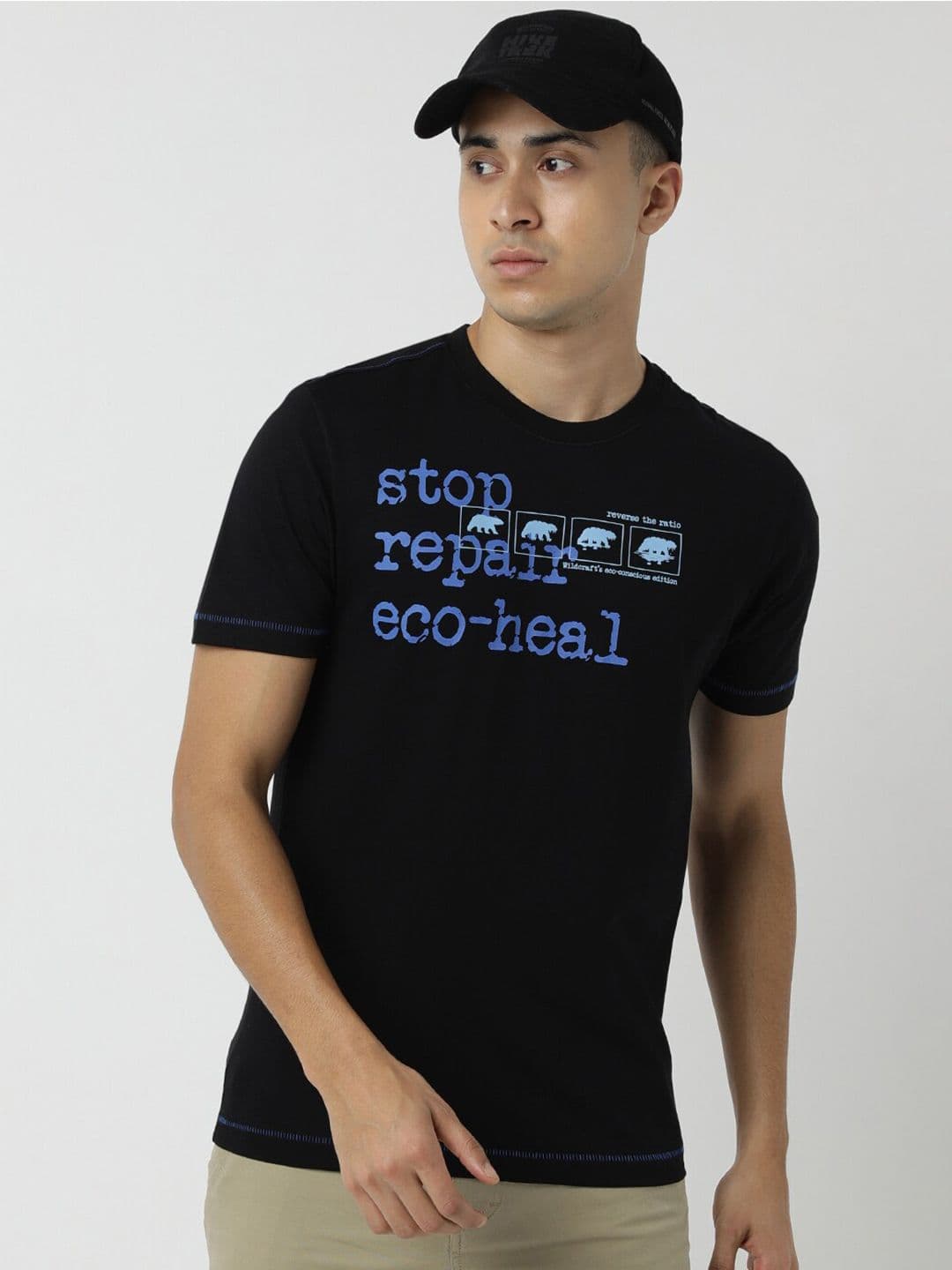Wildcraft Typography Printed Cotton Anti Odour T-shirt - view 1