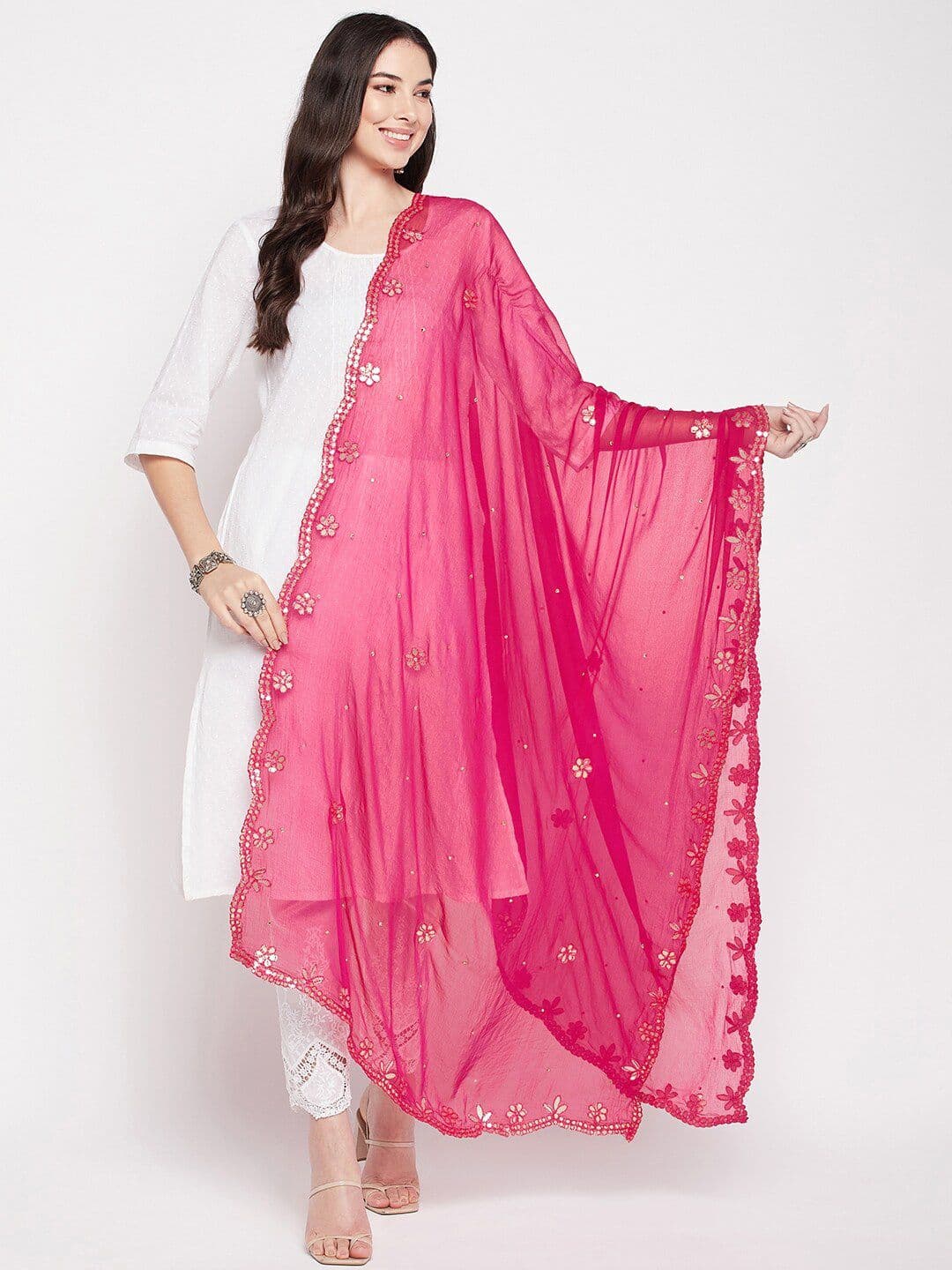 Clora Creation Embroidered Dupatta with Gotta Patti - view 1