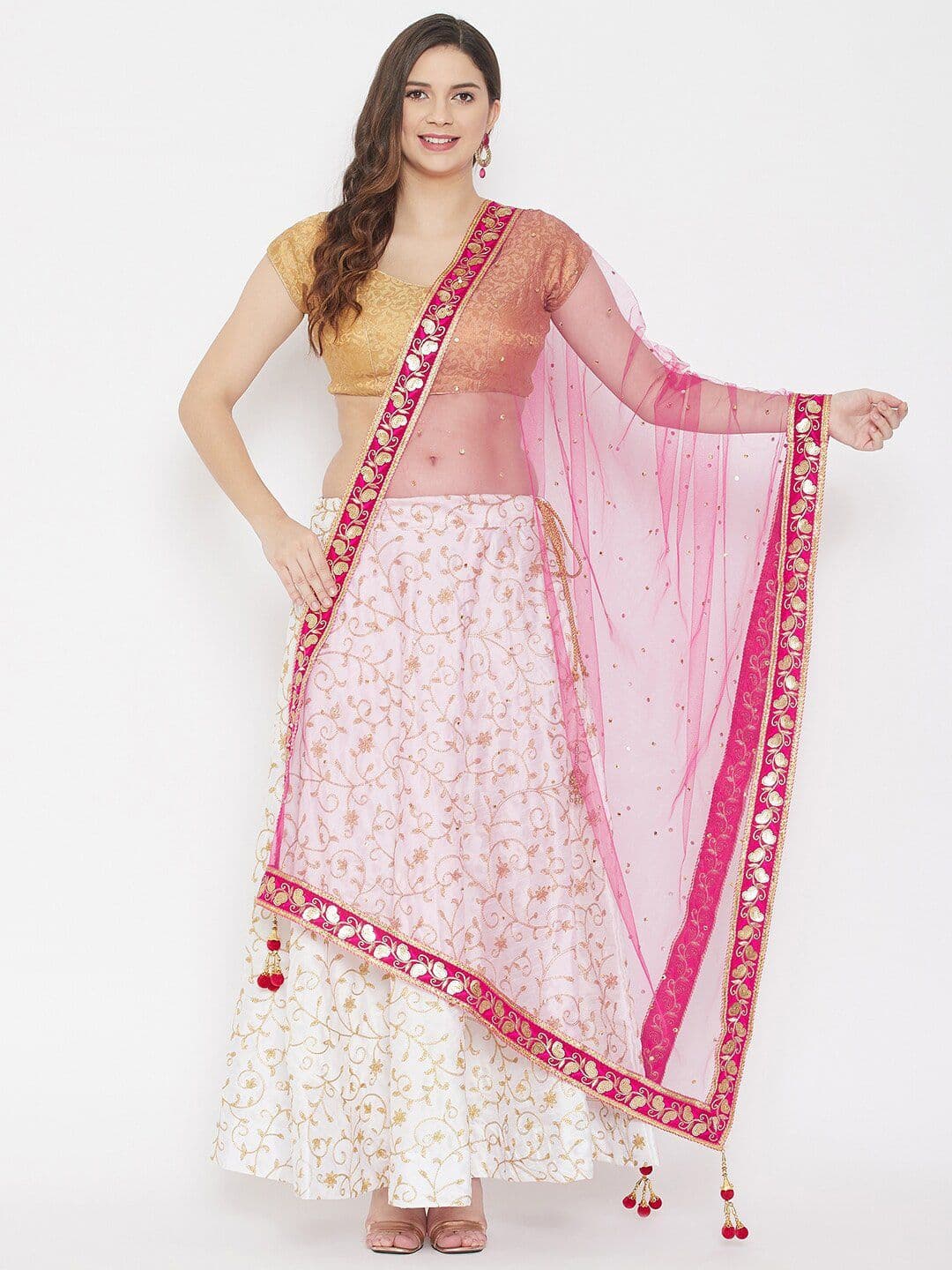 Clora Creation Ethnic Motifs Embroidered Dupatta with Gotta Patti - view 1